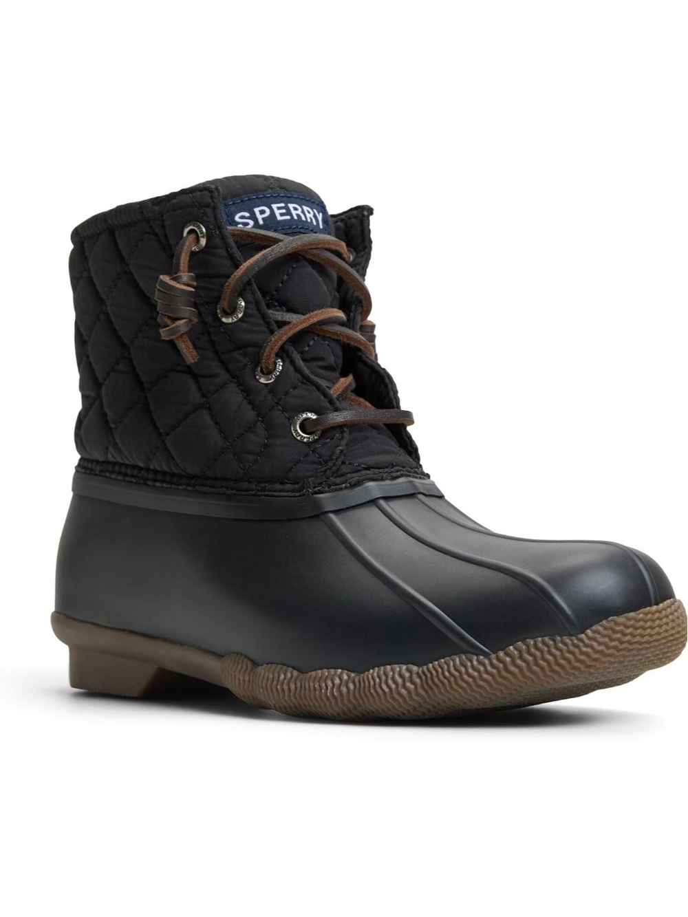 Sperry Black Quilted Lace-Up Duck Boots